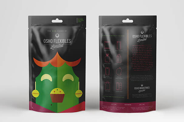Package designing for a packaging brand, Osho Flexibles Limited